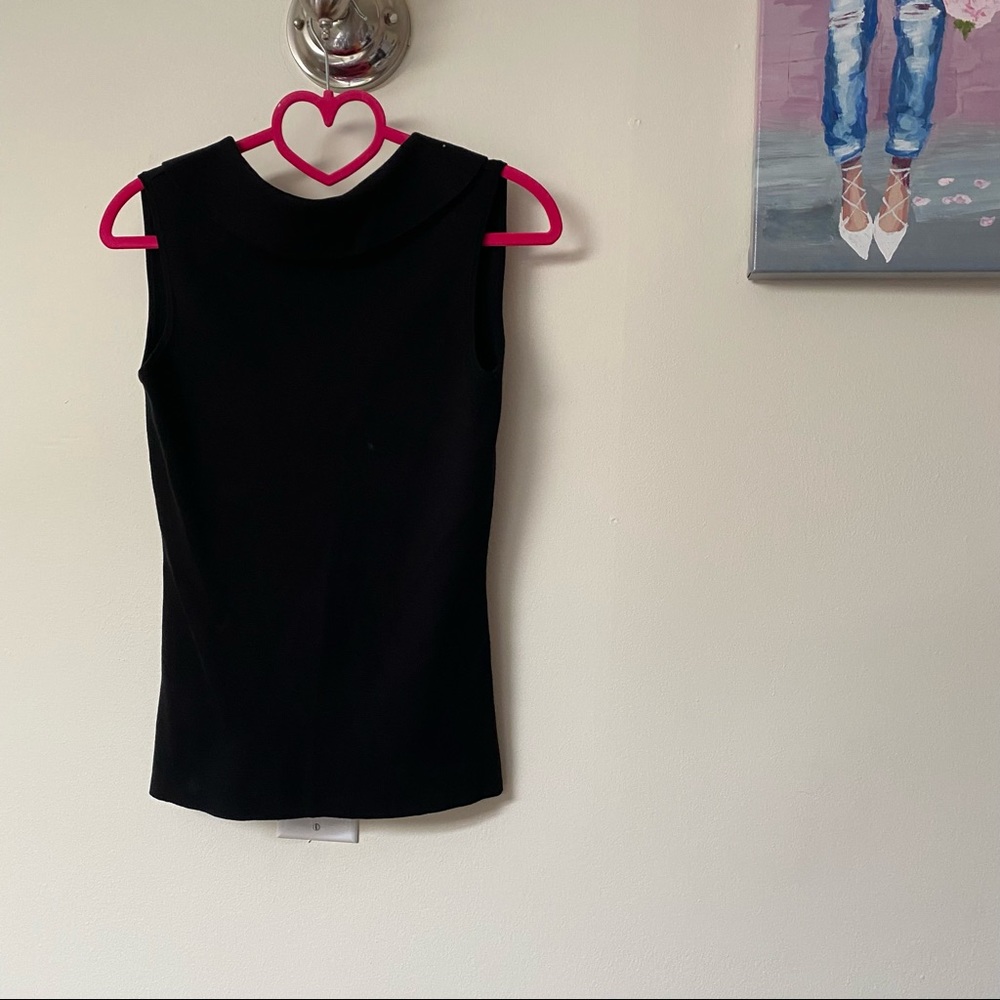 Cache cascade neck ribbed silk blend top